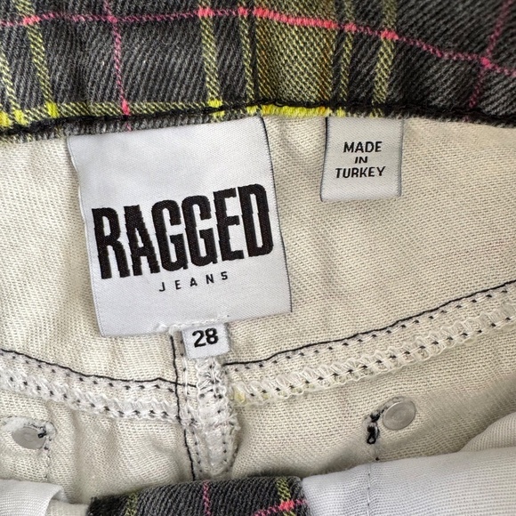 THE RAGGED PRIEST Caddie Lime Check Print Mom Jeans - Picture 8 of 9